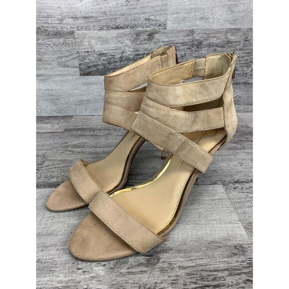 Jessica Simpson Womens Beige Strappy High Heel Sandals Size 8.5 - Picture 1 of 8